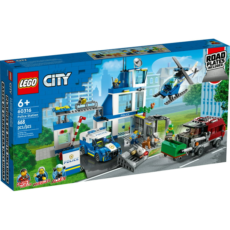 Lego 60316 city le commissariat de police jouets voiture camion de poubelle  et hélicoptere enfants +6 ans set aventures - La Poste