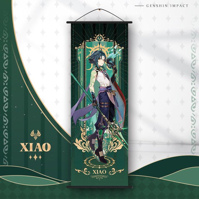 Genshin Impact Wanderer Tarot Poster Cosplay Anime Genshin Xiao Raiden Shogun Kazuha Zhongli Scroll Canvas Hanger Gifts
