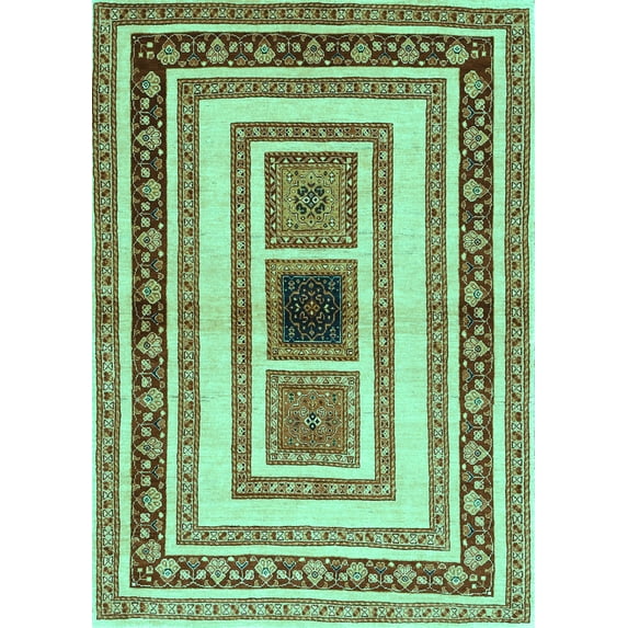Ahgly Company Machine Washable Indoor Rectangle Abstract Turquoise Blue Contemporary Area Rugs, 2' x 3'