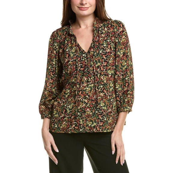 Vince Camuto womens  Printed Peasant Blouse, xs, Orange