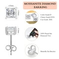 thumbnail image 2 of HMOL Princess Cut Moissanite Earrings for Women,1Carat Diamond Stud Earrings,S925 Sterling Silver Hypoallergenic Stud Earrings for Wife Men Mom C87, 2 of 2