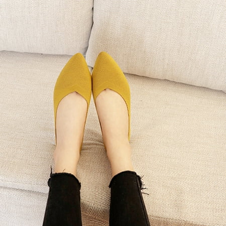 

Women Classic Pointy Toe Ballet Flat Shoes Single Shoes Casual Shallow Mouth Flat Shoes for Spring Yellow 39
