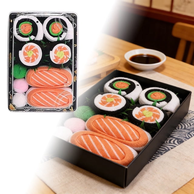 Calcetines divertidos y coloridos de media caña, de poliéster, transpirables y que absorben la humedad, con estampado de cocina japonesa, para hombre y mujer, uso diario