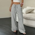 thumbnail image 2 of Womens Palazzo Pants Summer Fashion 2026 High Waisted Wide Leg Drawstring Flowy Beach Trousers with Pockets Light Gray XL, 2 of 6