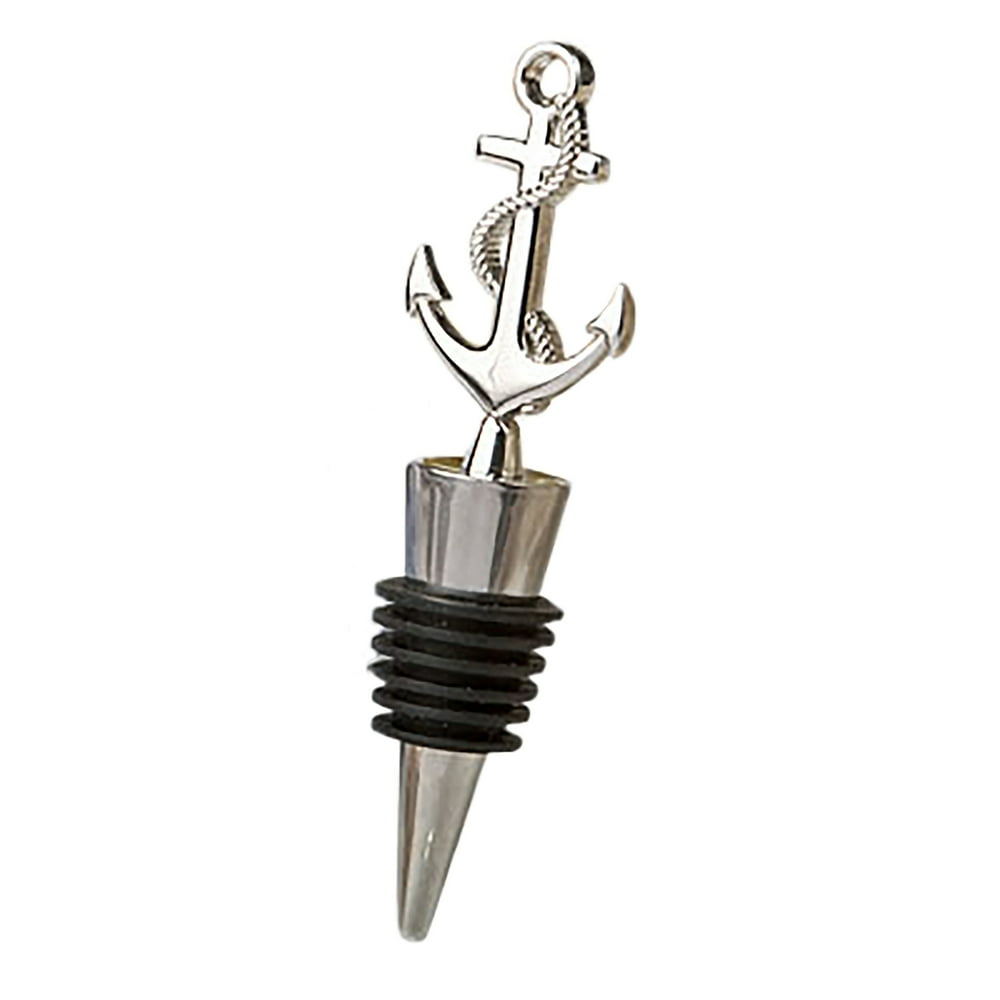 FASHIONCRAFT 1960 Nautical Wine Bottle Stopper, Silver Ocean Bottle Décor, Wine Stoppers Wedding