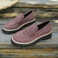 thumbnail image 4 of Wowcloth Suede Loafers for Women - Versatile Wide Width Chunky Heel with British Style Low Heel Shoes for Autumn Winter Fashion, 4 of 9