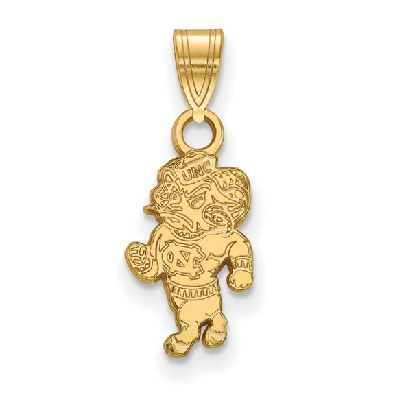 925 Sterling Silver With GP LogoArt University of North Carolina Small Pendant; for Adults and Teens; for Women and Men