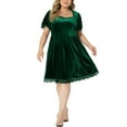 thumbnail image 2 of Agnes Orinda Robe Ligne A en Velours avec Dentelle pour Femmes Grande Taille Babydoll d'Halloween Fête 1X Vert, 2 of 6