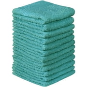 Beauty Threadz Luxury 100% Cotton Wash Cloth, Face Cloth, 12" x 12", Hotel Quality, Super plush Highly Absorbent. (Teal Pack of 12)