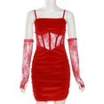 thumbnail image 1 of Vestido gótico de terciopelo oscuro fruncido, elegante, con corsé, parches de encaje gótico, vestido de fiesta transparente con tirantes, rojo y negro, ropa sin espalda para mujer, 1 of 6