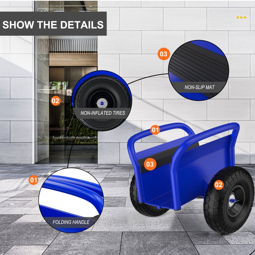Holaki Heavy-Duty Panel Dolly with 10-Inch Solid Rubber Tires, All-Terrain Moving Cart for Drywall, Doors, and Heavy Materials, 1000 lbs Capacity