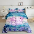 thumbnail image 2 of jejeloiu Pink Cute Axolotl Queen Comforter Set,Ocean Aniaml Bedding Sets,Watercolor Sealife Coral Bedding Comforter Set For Girls Kids,Breathable Home Decor Reversible,3pcs, 2 of 8