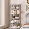 thumbnail image 4 of BAIVAKON Glass Display Cabinet with Double Door and Lock, Quick-Install Style 4-Shelf Curio Cabinet 5mm Tempered Glass Floor Standing Bookshelf for Living Room, 4 of 15
