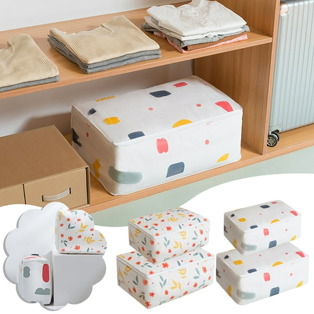 Fiudx Bolsa de Almacenamiento para Colchas de Algodón, Gran Capacidad, Plegable, Cómodas Asas de Doble Cara, Embalaje Duradero, Ideal para Organizar El Hogar, 60 X 40 X 25 Cm.