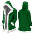 thumbnail image 2 of Unisex Casual Plush Collar Hooded Jacket - Fashionable Long Sleeve Solid Color Outerwear (Dark Green, L), 2 of 5