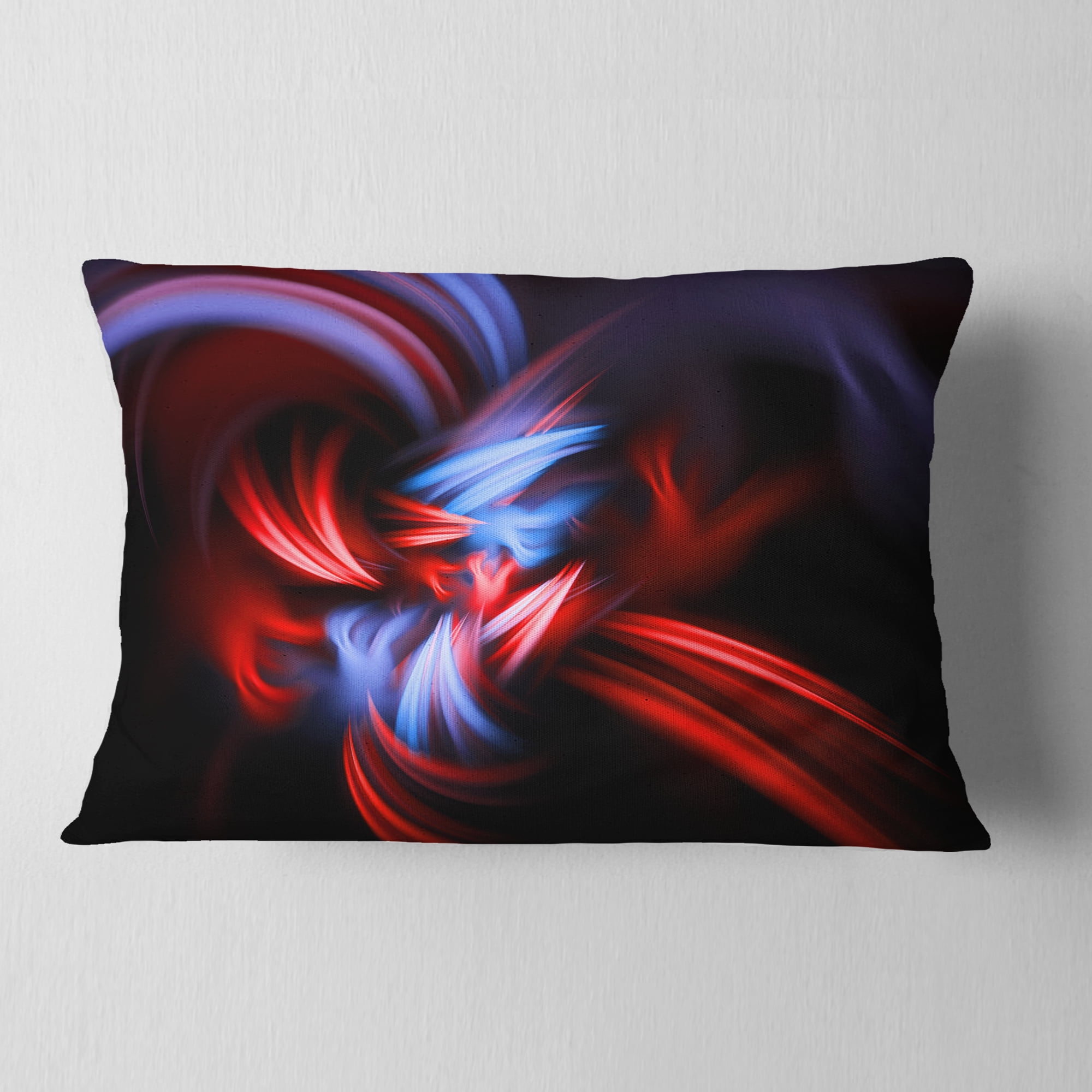 Designart Fractal Red Connected Stripes - Contemporary Throw Pillow - 12x20