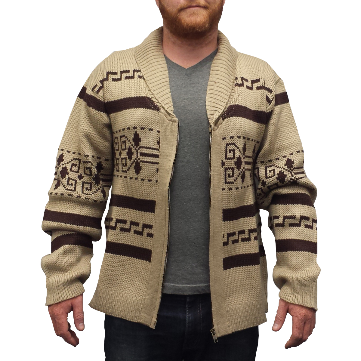 Unisex Big Lebowski Sweater for Men Zip Up Knitted Sweater for Halloween Cosplay Costume Shawl Cardigan