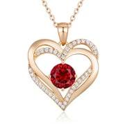 CDE 925 Sterling Silver Heart Birthstone Pendant Necklaces for Women with 5A Cubic Zirconia Jewelry Gifts