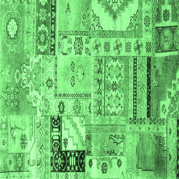 Ahgly Company Indoor Square Persian Emerald Green Traditional Area Rugs, 3' Square