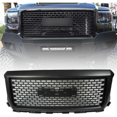 LABLT Front Bumper Grille Mesh Upper Grill Replacement for 2014-2015 Sierra 1500 Black 22758168 23254462