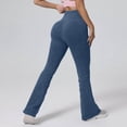 thumbnail image 2 of Oksale Womens Ribbed Yoga Pants Flare Leggings for Women Butt Lifting Seamless Stretch High Waisted Workout Legging Pants Navy S, 2 of 10