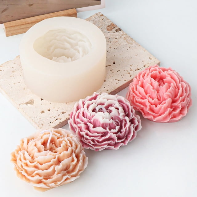 Molde de vela de peonía, molde de flor medio abierto, molde de fundición de resina de flor 3D, moldes para hacer resina, molde de silicona para decoración del hogar de velas