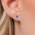 thumbnail image 3 of Gem Stone King 14K Yellow Gold Blue Tanzanite Stick Earrings for Women | 1.00 Cttw | Gemstone December Birthstone | Heart Shape 5MM, 3 of 6