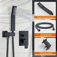 thumbnail image 4 of Matte Black 12'' Bathroom Shower System with LED Hand Shower Tub Faucet Brass Stainless Steel, 4 of 8