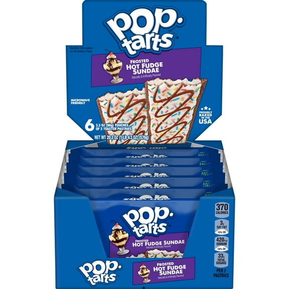 Pop-Tarts Frosted Hot Fudge Sundae Toaster Pastries, Breakfast Foods, Shelf-Stable, 20.3 oz (12 Count)