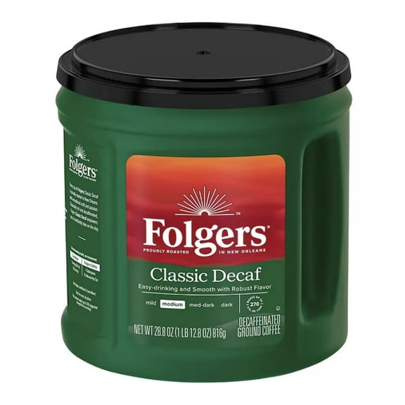 2 Pack: Folgers Classic Decaf Medium Roast Ground Coffee, 28.8 Oz each