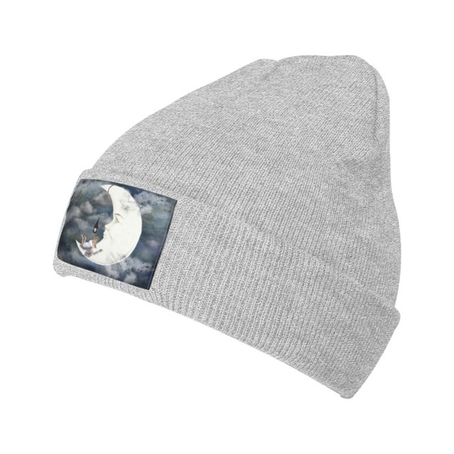 ZICANCN Bonnet Tricoté-Moon Boy Books Bonnet d'Hiver Doux Chaud Classique pour Hommes Femmes Nuages Lanterne Lecture Rêve