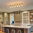 thumbnail image 3 of 38" 6-Light Farmhouse White Rectangle Cage Close to Ceiling Light for Living Dining Room, 3 of 6
