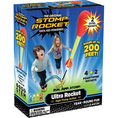 Stomp Rocket® Original Ultra Rocket Launcher for Kids, Soars 200 Ft, 6 Foam Rockets and Adjustable Launcher, Gift for Boys or Girls Age 5+ Years Old