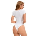 thumbnail image 2 of DARING DIVA Bodysuit Thong Short Sleeve T-shirt Leotard Jumpsuit L White, 2 of 5