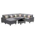 thumbnail image 5 of Pemberly Row Gray Fabric 7Pc Reversible Chaise Sectional Sofa Storage Ottoman, 5 of 7