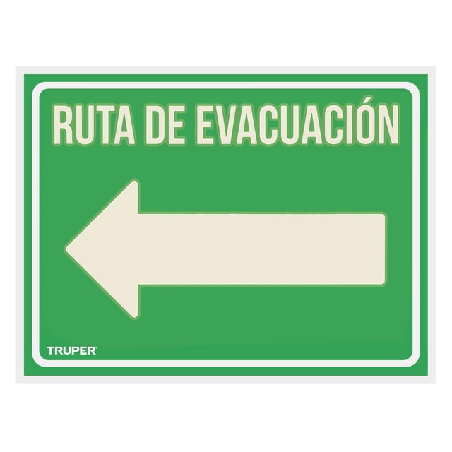 Letrero Ruta Evacuación Izquierda 21x28cm Truper TRUPER LIN-06