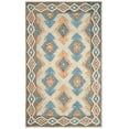 thumbnail image 2 of SAFAVIEH Micro-Loop Averill Geometric Aztec Wool Area Rug, Blue/Beige, 5' x 8', 2 of 6
