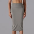 thumbnail image 2 of Mrat Chiffon Skirt Women's High-Waisted Skirt Casual Sports High-Elastic Skin-Friendly Mid-Length Slit Yoga Dress Stretchy Flared Skirt S-136 Gray S, 2 of 9