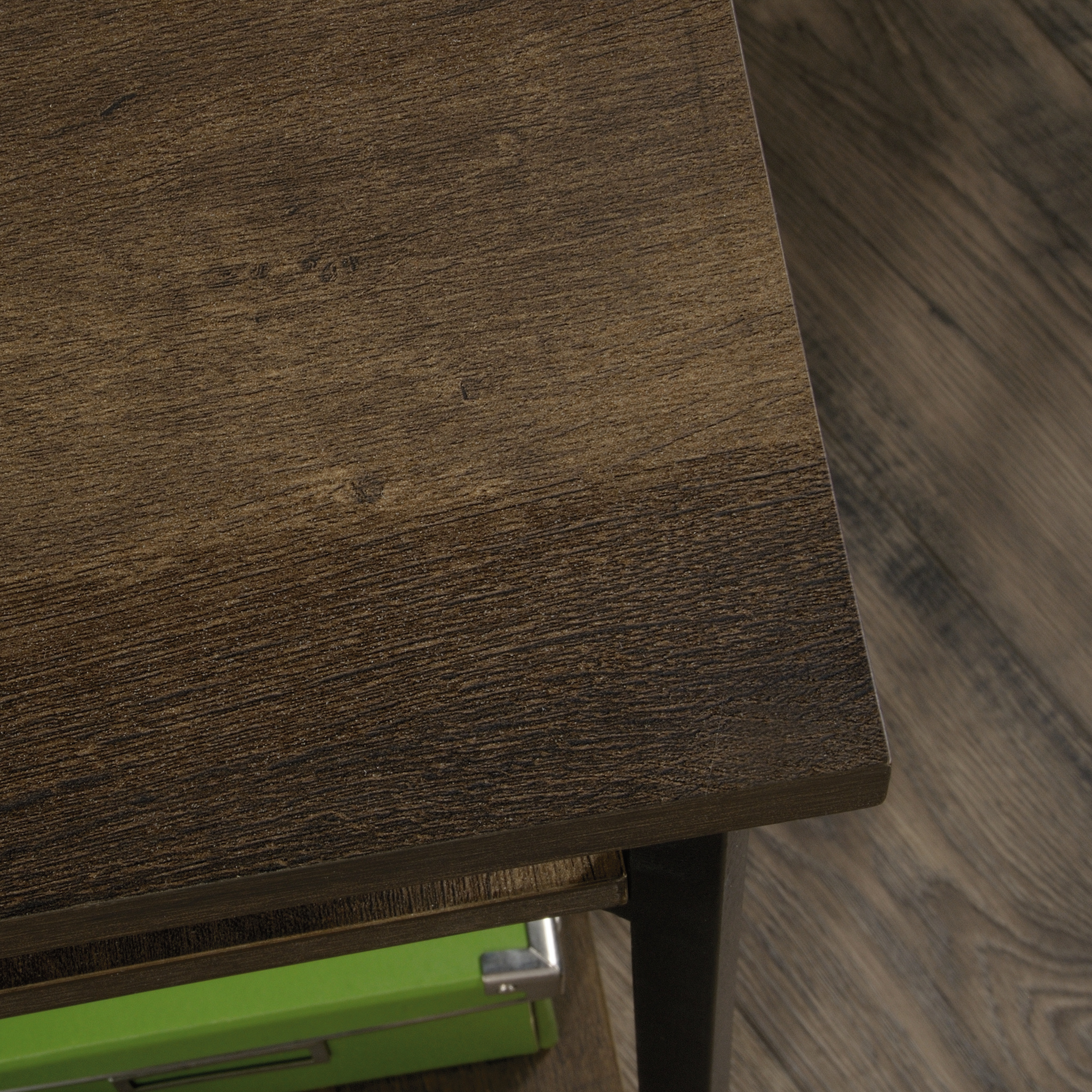 Curiod Open Shelf Wood and Metal L-Shaped Desk, Smoked Oak Finish - image 4 of 8
