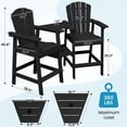 thumbnail image 3 of LOYALICE Tall Plastic Adirondack Chair Set of 2 W/ Outdoor Barstools and Connecting Tray, Black, 3 of 11