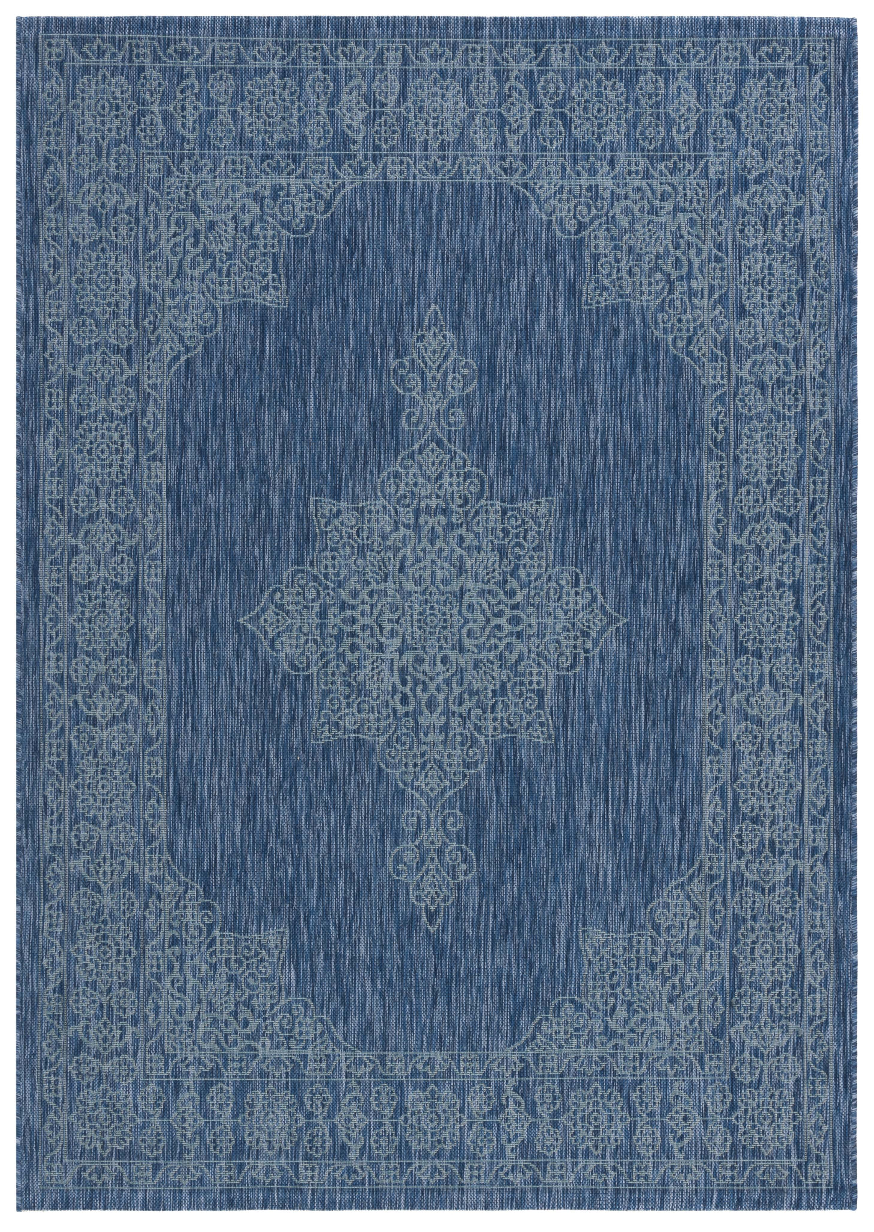 Safavieh Courtyard Delbet Medallion Indoor/Outdoor Area Rug, Navy/Ivory, 6'7" x 9'6"