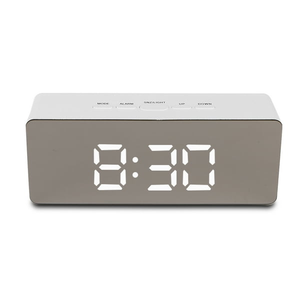 Digital Mirror Clock Led Alarm Clock With Flexible Snooze Time Battery Operated And Usb Powered Time Alarm Temperature Easy To Use For Bedroom Makeup Office Living Room Travel Walmart Com Walmart Com