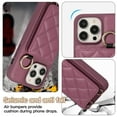 thumbnail image 6 of ELEHOLD Case for iPhone 12 Pro / 12 6.1",Detachable Lanyard Crossbody Leather Wallet Case with Ring Holder & Mirror,Winered, 6 of 8