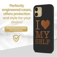 thumbnail image 2 of Case Yard Wooden Case for iPhone-12-Mini Soft TPU Silicone cover Slim Fit Shockproof Wood Protective Phone Cover for Girls Boys Men and Women Supports Wireless Charging I Love Myself Design, 2 of 7