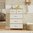 thumbnail image 4 of Gymax Commode de Rangement en Bambou à 5 Tiroirs pour Entrée et Salon, 4 of 10