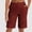 Wine, variant on Womens Casual Bermuda Shorts with Pockets, High Waisted Elastic Waist Pull On Knee Length Summer Shorts, Gray,Size S