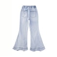 thumbnail image 6 of Amidoa Girls Wide Leg Jeans- Baggy Elastic Waist Cute Casual Denim Pants Blue Size 12, 6 of 8