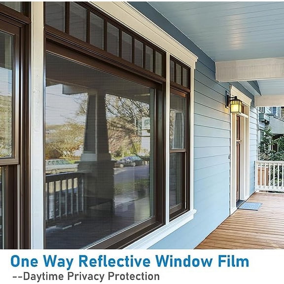 One Way Window Privacy Film, Window Heat Blocker, Non-Adhesive Static Cling Glass Door Window Covering for Daytime Privacy,UV Sun Blocking, 17.5 x 78.7 Inch