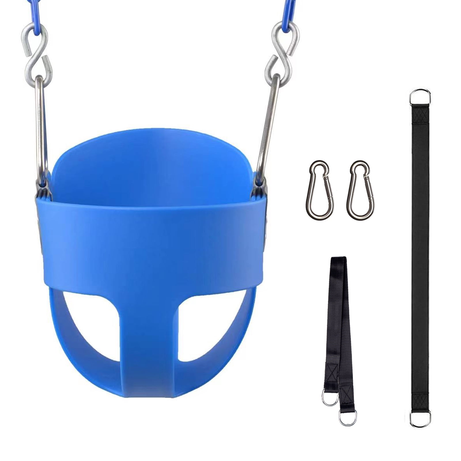 KINSPORY Toddler Swing Set, 59" Heavy-Duty Coated Iron Chains Baby Swing, High Back Full Bucket Infant Seat with Tree Straps, Backyard Outdoor Indoor