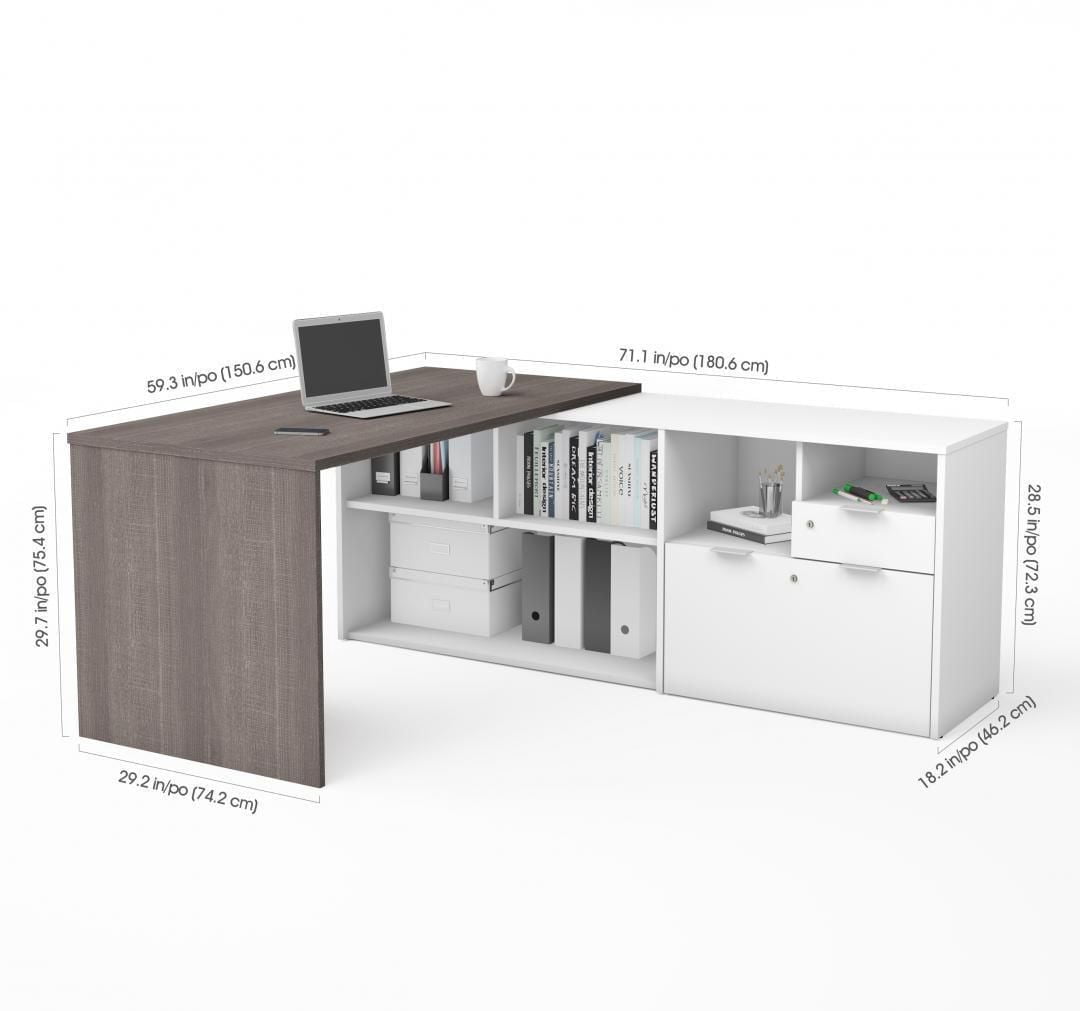 Bestar i3 plus L-Desk with Two Drawers